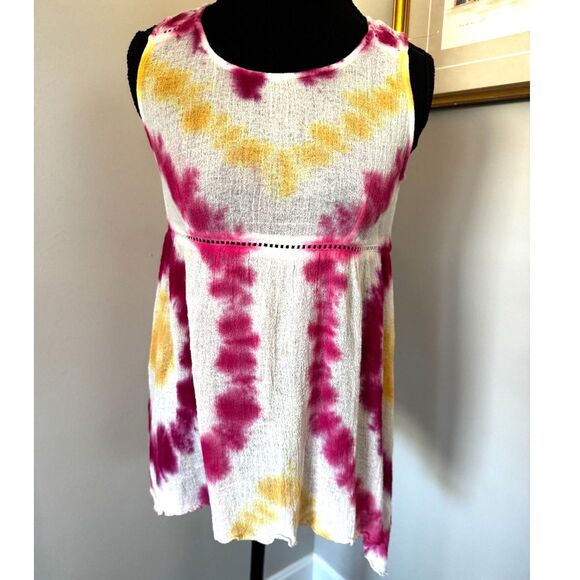 NWT Raga Asymmetrical Boho Beach Sleeveless Gauzy Tie Dyed - Picture 2 of 7